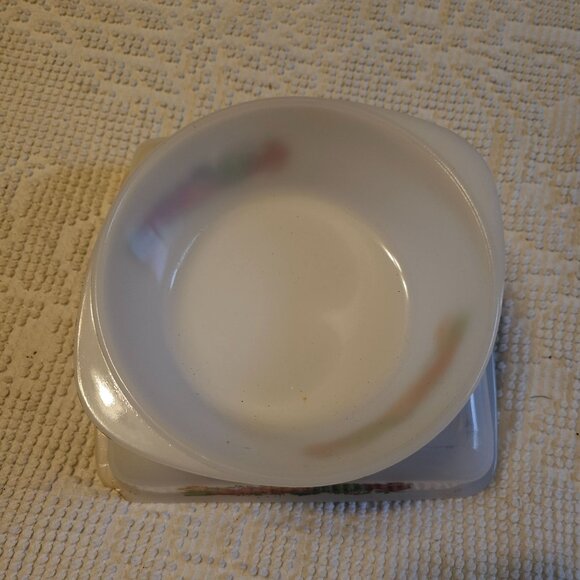 Lot of 2 VTG Glasbake 8" Square Casserole Dish Vegetables & 1 Qt Round Casserole - Picture 4 of 13